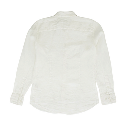 White Solid Long Sleeve Button Down