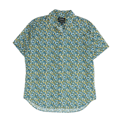 Teal Floral Short Sleeve Button Down