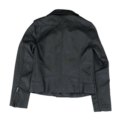 Black Animal Print Faux Leather Jacket