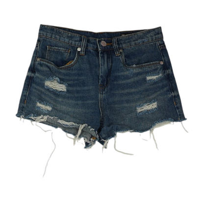 Blue Solid Denim Shorts