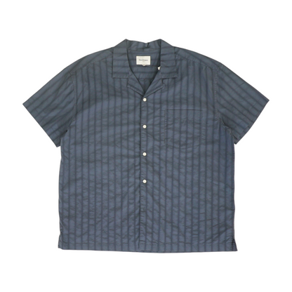 Navy Striped Short Sleeve Button Down