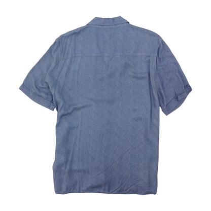 Blue Abstract Short Sleeve Button Down