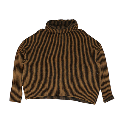 Brown Striped Pullover Sweater