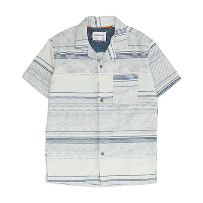 White Striped Short Sleeve Button Down