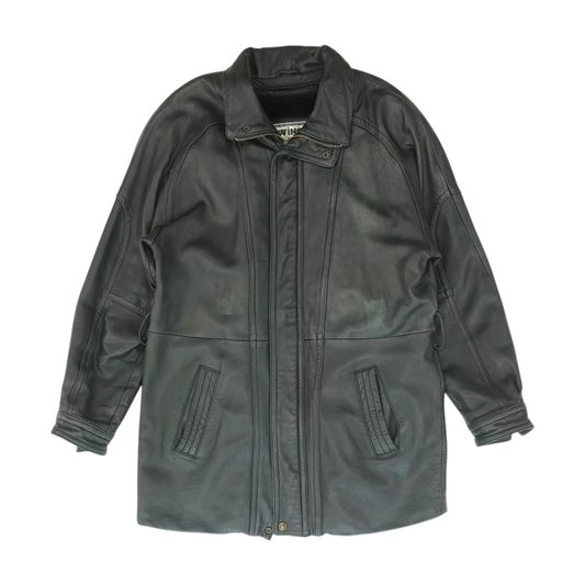 Vintage Black Faux Leather Coat