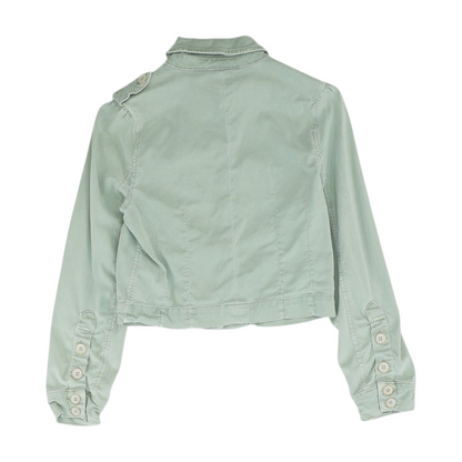 Green Solid Denim Jacket