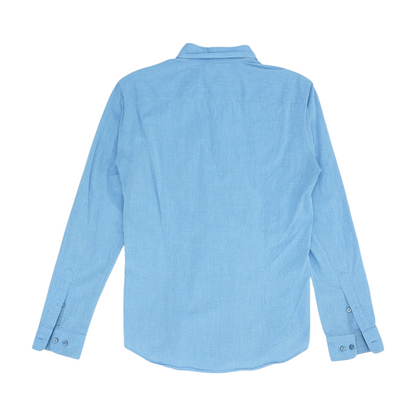 Blue Geometric Long Sleeve Button Down