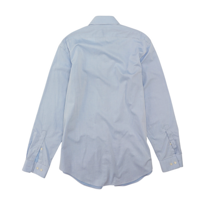 Blue Solid Long Sleeve Button Down