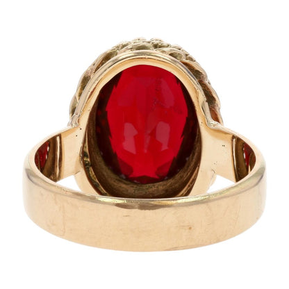 10K Gold Oval Red Stone Cocktail Ring