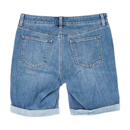 Blue Solid Denim Shorts