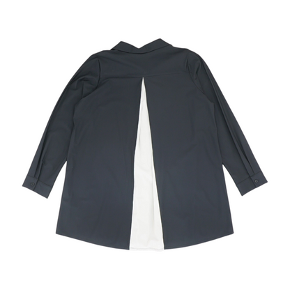 Black Color Block Button Down