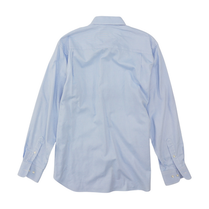 Blue Solid Long Sleeve Button Down