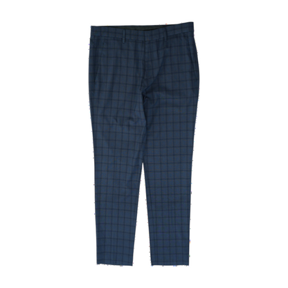 Blue Plaid Regular Pants