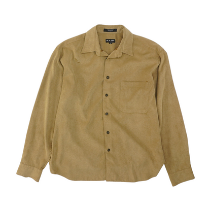 Vintage Tan Solid Long Sleeve Button Down