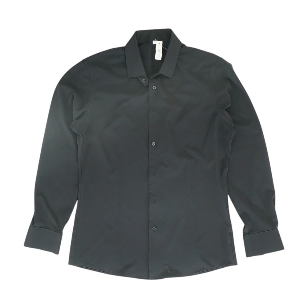 Black Solid Long Sleeve Button Down