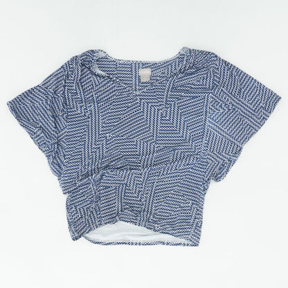 Blue Graphic Short Sleeve Blouse