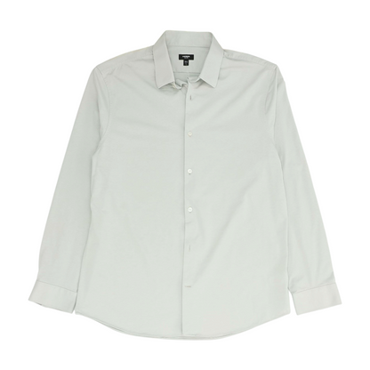 Gray Solid Long Sleeve Button Down
