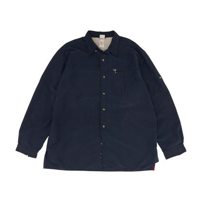 Navy Solid Flannel Button Down