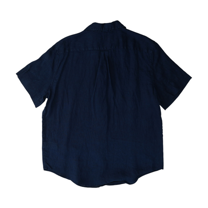 Navy Solid Short Sleeve Button Down