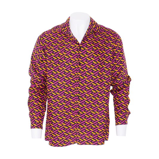 Multi Print Long Sleeve Button Down