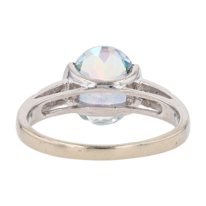 14K White Gold Mystic Stone Fashion Ring