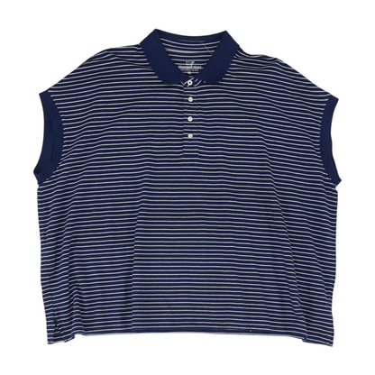 Navy Striped Short Sleeve Polo