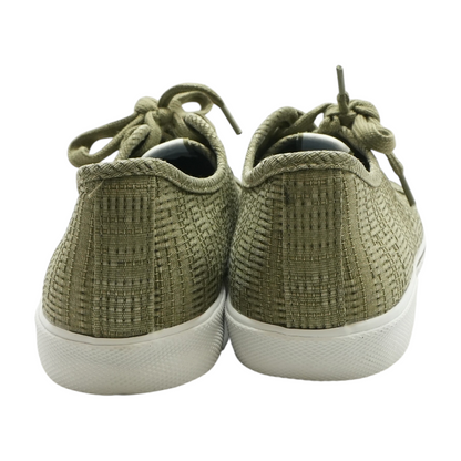 Green Lace-Up Flats