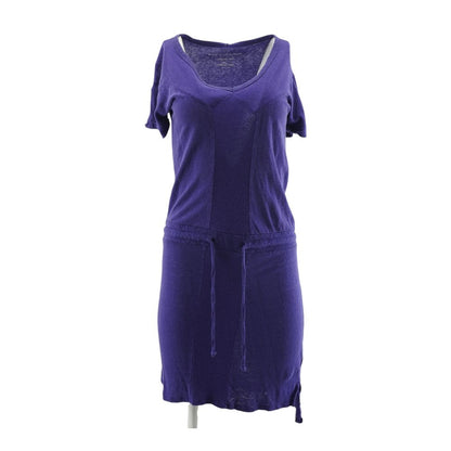 Purple Solid Midi Dress