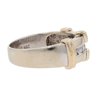 1/3 Ct 14K Two Tone Gold Channel Set Round Diamond Band