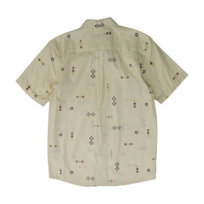 Cream Graphic Short Sleeve Button Down