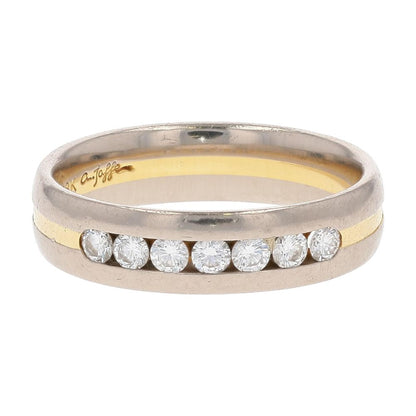 1/2 Ct 18K Two Tone White and Yellow Gold With Channel Set Round Diamond Band