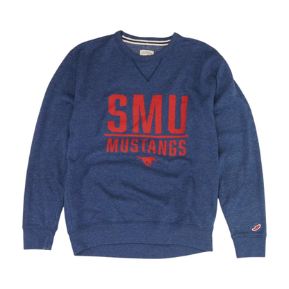 Blue SMU Mustangs Solid Sweatshirt Pullover