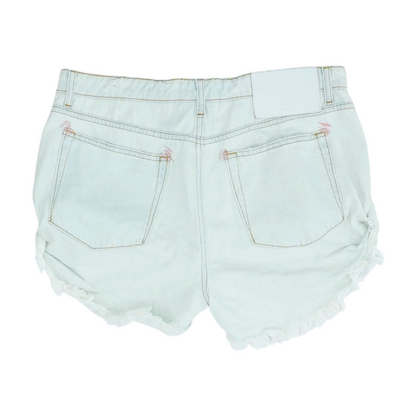 Blue Solid Denim Shorts