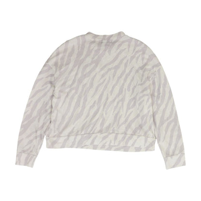 White Animal Print Crewneck Knit Top