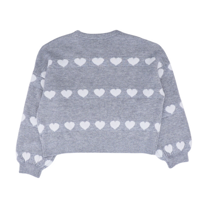 Gray Hearts Pullover Sweater