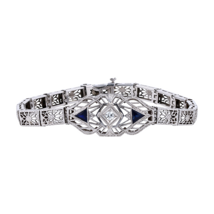 14K White Gold Diamond Chain Bracelet