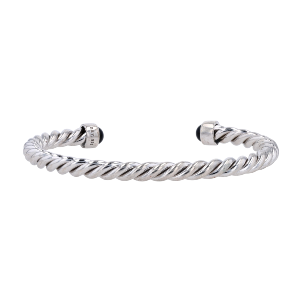 David Yurman Sterling Silver Black Onyx Cuff Bracelet – Image 2