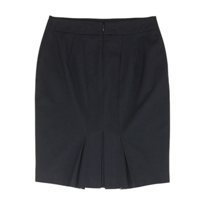 Navy Solid Midi Skirt