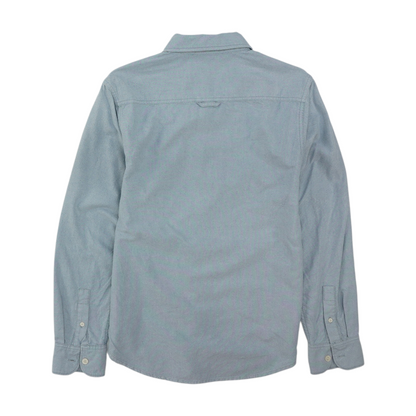Blue Solid Long Sleeve Button Down