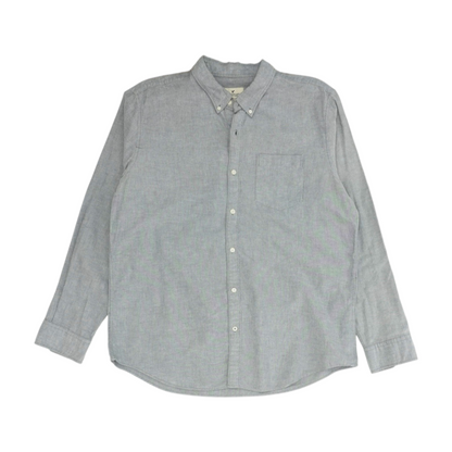 Gray Solid Long Sleeve Button Down
