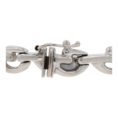 14K White Gold Offset Textured Link Bracelet
