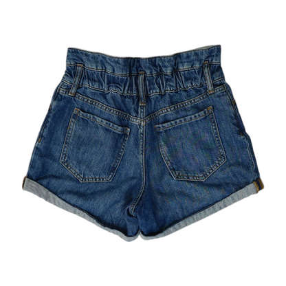 Blue Solid Denim Shorts