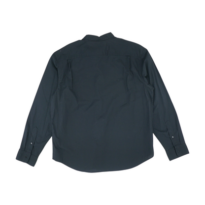 Black Solid Long Sleeve Button Down