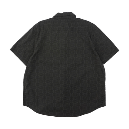 Black Print Short Sleeve Button Down