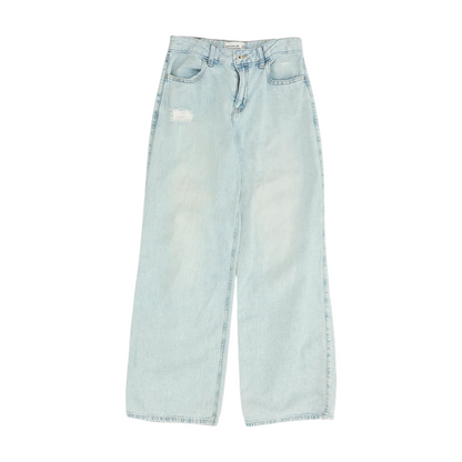 Blue Solid Wide Leg Jeans