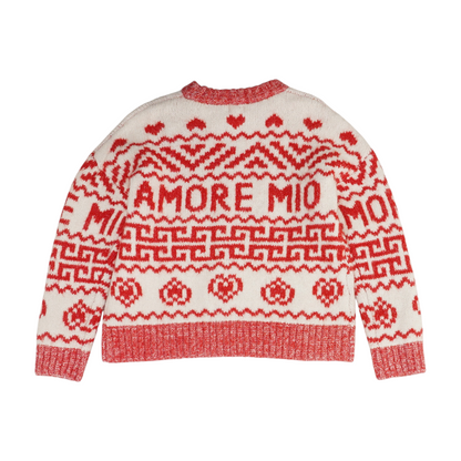 Red Graphic Pullover Sweater