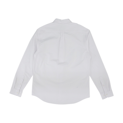 White Solid Long Sleeve Button Down