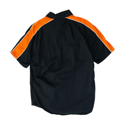 Black Color Block Short Sleeve Button Down