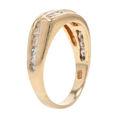 1 Ct 14K Gold Round Channel Set Diamond Two Row Bypass Band