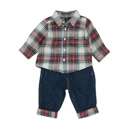 Multi Plaid Long Sleeve Set